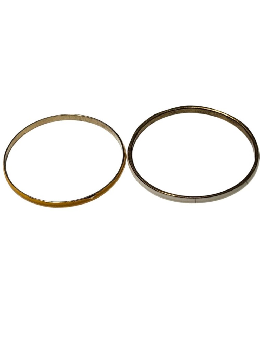 Vintage Bangle Bracelets Gold Tone White Set of 2 Thin Stacking Minimalist Retro